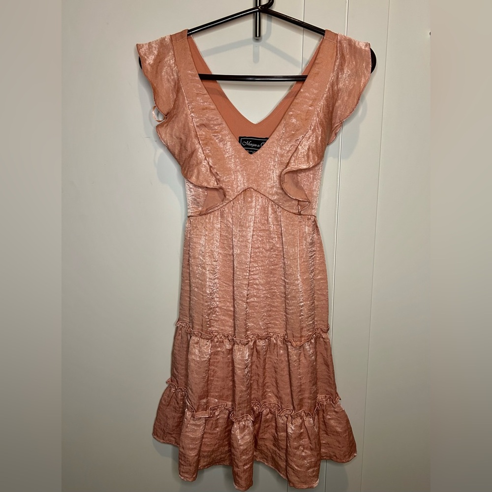 Elegant Peach Ruffle Dress